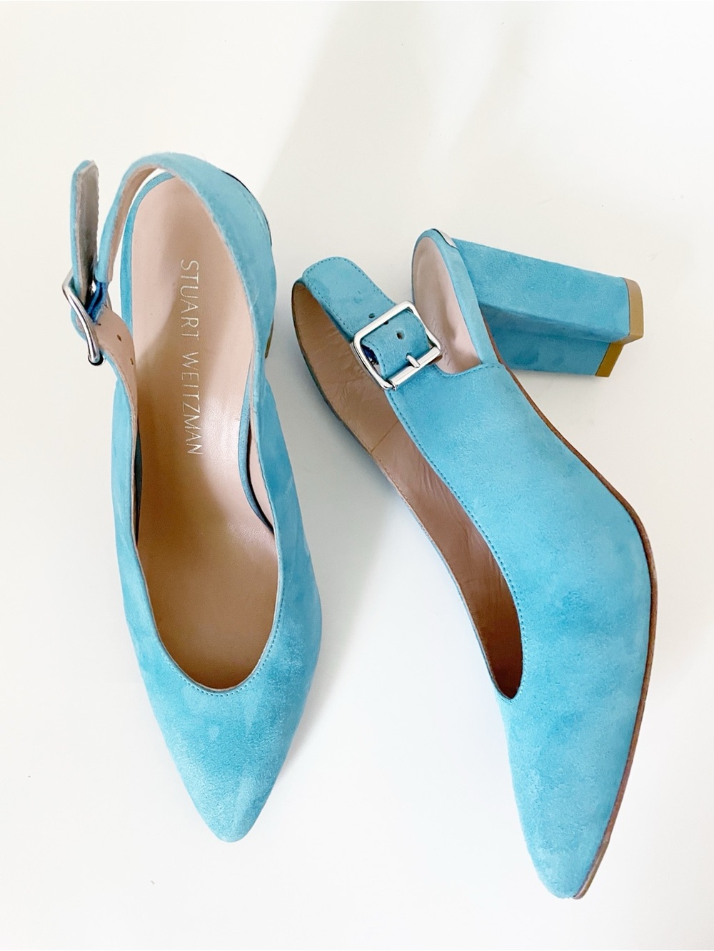 Stuart WEITZMAN blue suede slingback pumps size 7.5